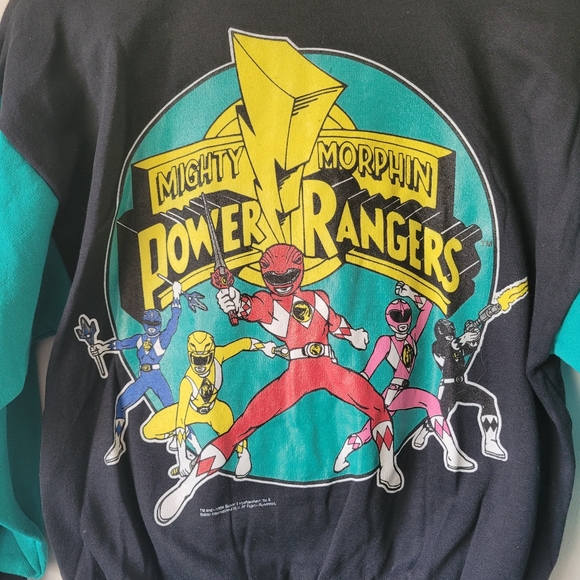 Vintage Mighty Morphin Power Rangers Letterman Sweater Jacket Snap Front 90s NEW - Picture 3 of 11